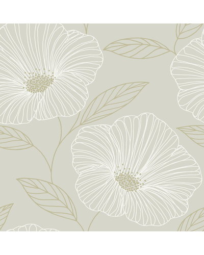 Nuwallpaper Dove Floweret Peel & Stick Wallpaper In Grey