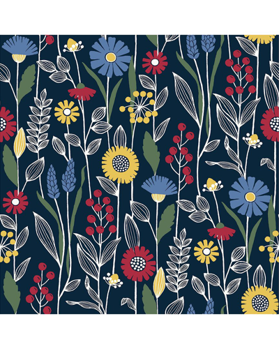 Nuwallpaper Navy Jane Peel & Stick Wallpaper In Blue