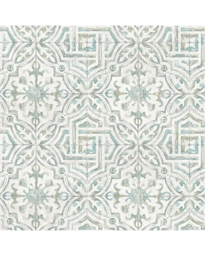 Nuwallpaper Teal And Grey Landondale Peel & Stick Wallpaper In Blue