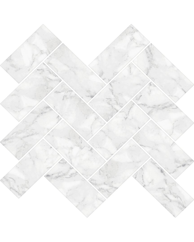 Inhome Herringbone Carrara Peel & Stick Backsplash Tiles Set Of 2 In White