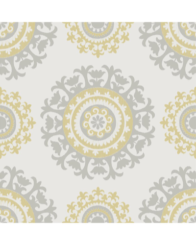 Nuwallpaper Grey And Yellow Suzani Peel & Stick Wallpaper