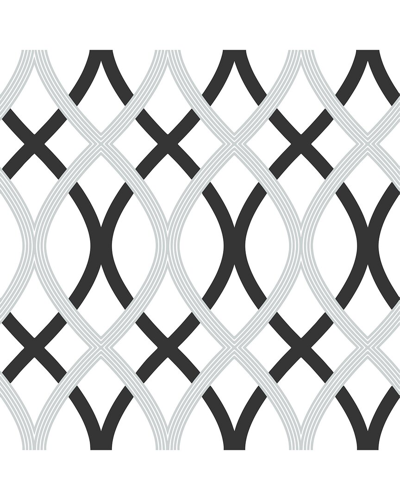 Nuwallpaper Black And Silver Lattice Peel & Stick Wallpaper
