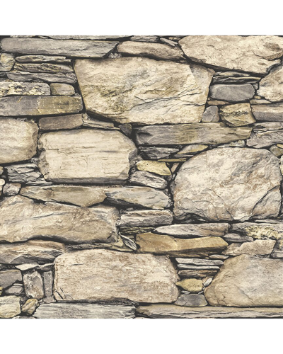 Nuwallpaper Hadrian Stone Wall Peel & Stick Wallpaper In Brown