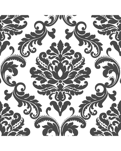 Nuwallpaper Ariel Black And White Damask Peel & Stick Wallpaper