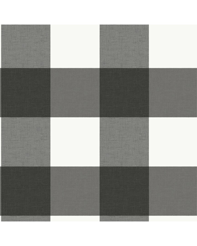 Nuwallpaper Charcoal Farmhouse Plaid Peel & Stick Wallpaper In Grey