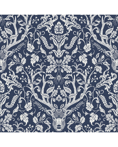 Nuwallpaper Navy Escape To The Forest Peel & Stick Wallpaper In Blue