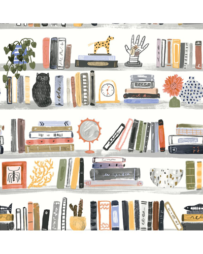 Nuwallpaper Yellow Shelf Stories Peel & Stick Wallpaper