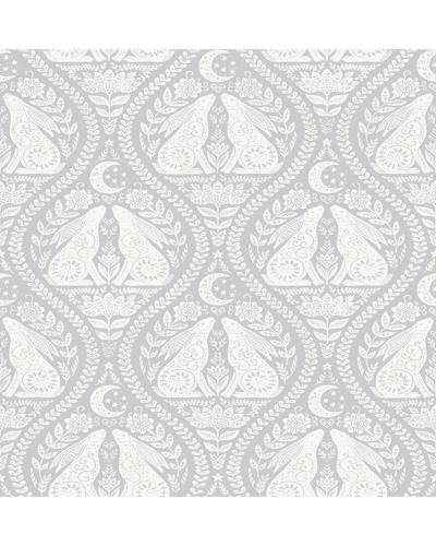 Nuwallpaper Grey Moon Rabbit Peel & Stick Wallpaper