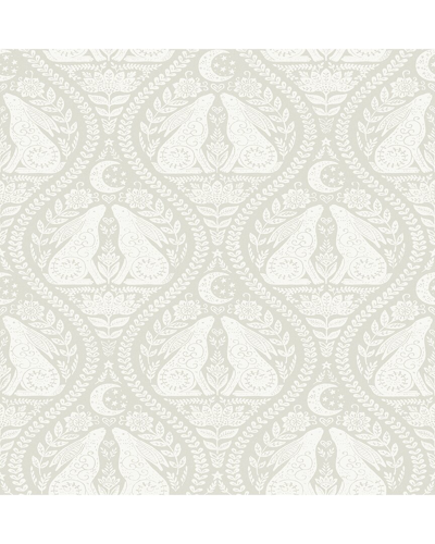 Nuwallpaper Cream Moon Rabbit Peel & Stick Wallpaper In White