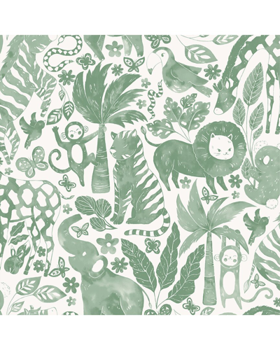 NUWALLPAPER NUWALLPAPER SWEET SAFARI GREEN PEEL & STICK WALLPAPER