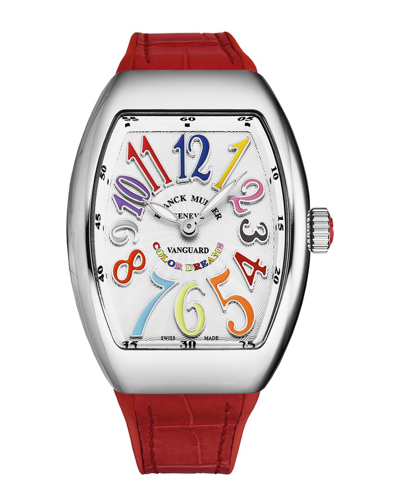 Franck Muller Vanguard Quartz Silver Dial Ladies Watch 35qzcldsilred In Red   / Silver