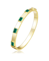 Rachel Glauber White Gold Plated With Emerald Green And White Cubic Zirconia Tennis Bracelet