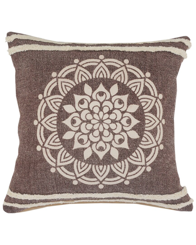 Lr Home Monica Floral Medallion Throw Pillow With Striped Border In Brown