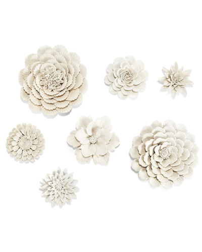 Two's Company 7pc Flower Wall Sculptures In White