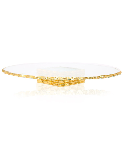 Alice Pazkus 12ind Stacked Glass Cake Stand With Gold Edge