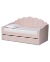 Baxton Studio Timila Velvet Upholstered Full Size Daybed With Trundle In Pink