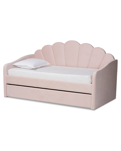 Baxton Studio Timila Velvet Upholstered Full Size Daybed With Trundle In Pink