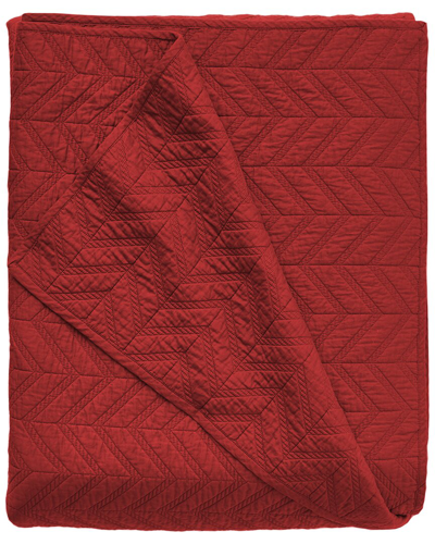 Lacoste Herringbone Striped Quilt Set In Red