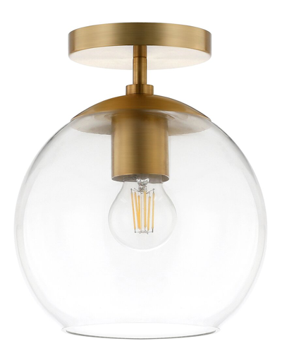 Abraham + Ivy Bartlett Brass Semi Flush Mount Ceiling Light With Seeded Glass In Gold
