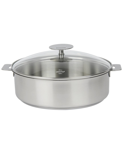 Cristel Mutine Satin 3.5qt Saute Pan With Lid And Removable Handle In Silver