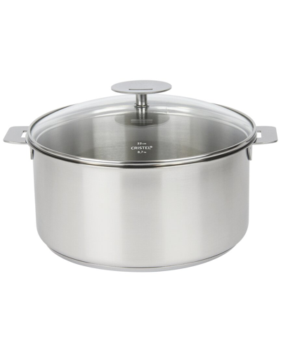 Cristel Mutine Satin 4qt Stewpan With Lid And Removable Handle H In Silver