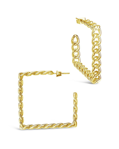 STERLING FOREVER STERLING FOREVER 14K PLATED CUBAN LINK HOOPS