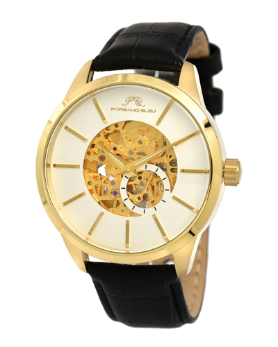 Porsamo Bleu Cassius Automatic White Dial Men's Watch 801bcal In Black / Gold Tone / White / Yellow