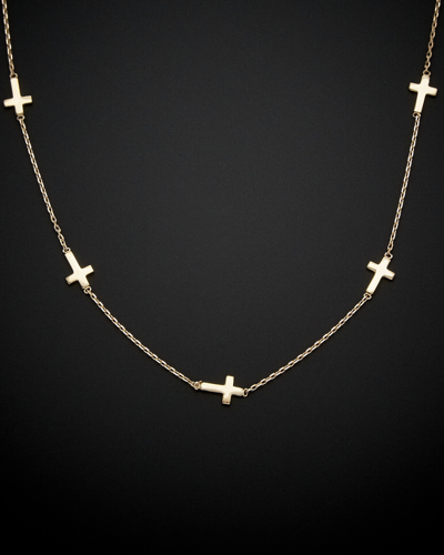 Italian Gold Sideways Cross Necklace