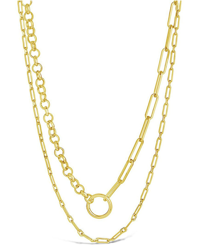 Sterling Forever 14k Plated Sloane Layered Chain Necklace In Brass