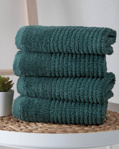Ozan Premium Home Sorano Collection 4pc Turkish Cotton Hand Towel Set In Green