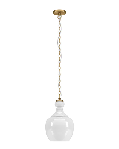 Abraham + Ivy Verona 11inch Brushed Brass Pendant With White Milk Glass Shade In Gold