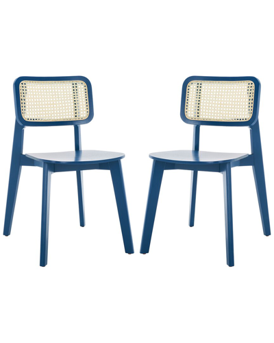 Safavieh Luz Cane Dining Chair In Navy