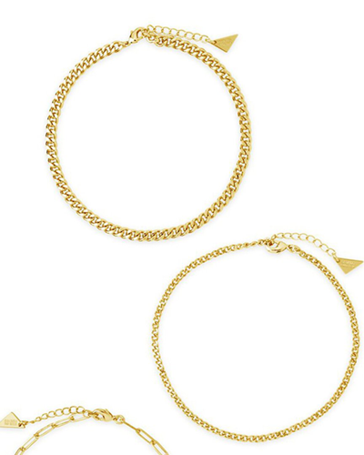 Sterling Forever 14k Plated Chain Ankle Bracelet Set