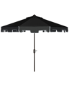 Safavieh Up Resistant Zimmerman 9 Ft Crank Market Push Button Tilt Umbrella With Flap