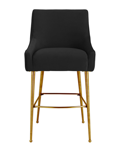 Tov Furniture Beatrix Pleated Black Velvet Counter Stool