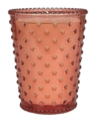 Simpatico Watermelon Basil Hobnail Glass Candle In Pink