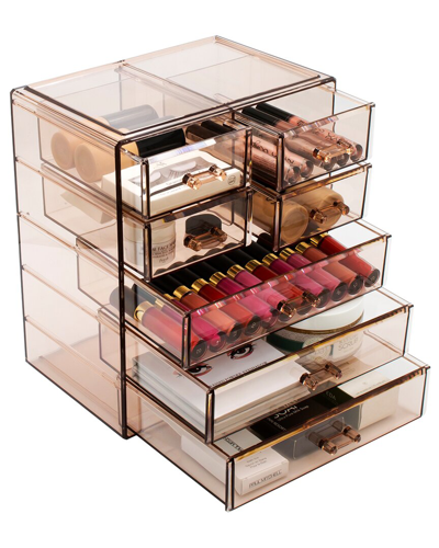 Sorbus Brown Makeup Storage Case With Drawers