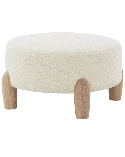 Safavieh Couture Perez Scandinavian Round Ottoman In Ivory