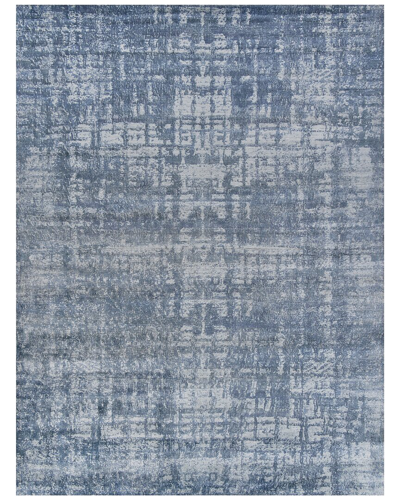 Exquisite Rugs Antolini Hand-loomed Bamboo Silk & Cotton Ivoryarea Rug In Blue