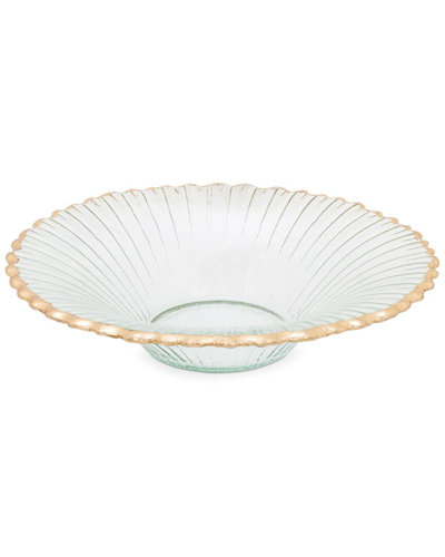 Alice Pazkus 12ind Glass Ruffle Bowl With Gold Edge