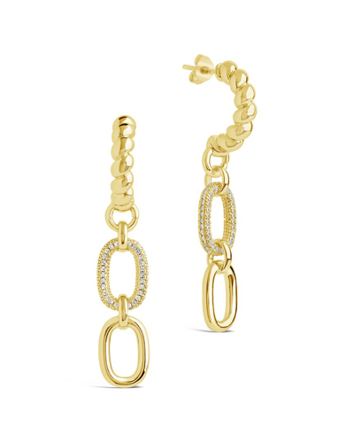 Sterling Forever Cubic Zirconia Andi Drop Hoop Earrings In Gold