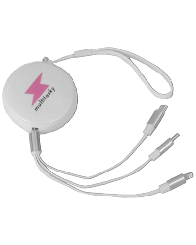 MULTITASKY MULTITASKY RETRACTABLE WHITE 3-PORT USB KEYCHAIN