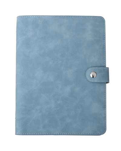 MULTITASKY MULTITASKY VEGAN LEATHER BLUE NOTEBOOK WITH STICKY NOTE RULER