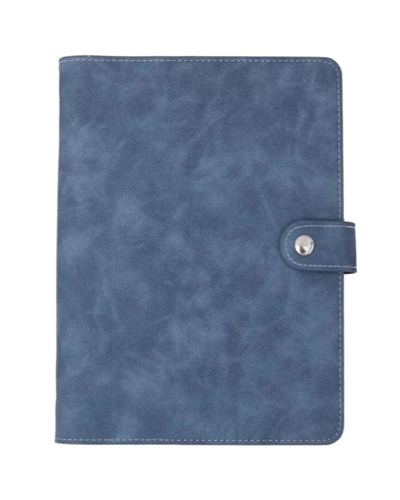 Multitasky Vegan Leather Navy Notebook With Sticky Note Ruler In Blue
