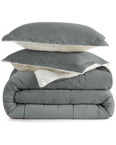 Unikome Reversible Sherpa Solid Comforter Set