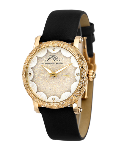 Porsamo Bleu Genevieve Women's Topaz Watch In Black / Gold / Gold Tone / White / Yellow