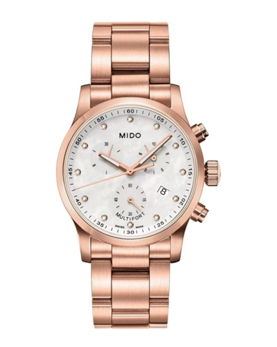 Mido Women's M0052173311600 Multifort 35mm Quartz Watch In Gold / Gold Tone / Mop / Mother Of Pearl / Rose / Rose Gold / Rose Gold Tone