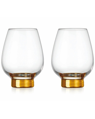 Godinger Column Gold Red Wine Glasses (set Of 2) In Clear