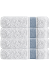 Enchante Home Set Of 4 Unique Blue Stripe Bath Towels