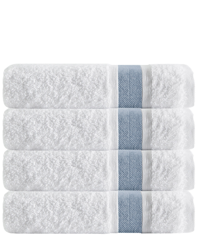 Enchante Home Set Of 4 Unique Blue Stripe Bath Towels